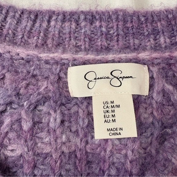 Jessica Simpson MEDIUM Wool Blend Cropped Button Up Cardigan Sweater purple - Picture 3 of 5